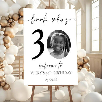Personalised BIRTHDAY WELCOME Sign With Photo (White Background)