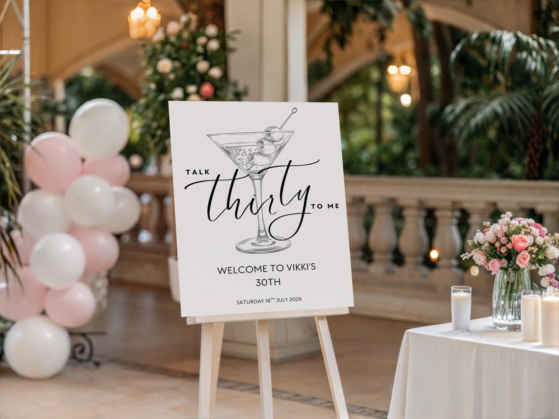 personalised talk thirty to me birthday sign: custom milestone party board décor