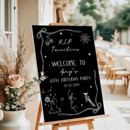 Personalised RIP TWENTIES WELCOME Sign: Custom 30th Birthday Foam Board Party Décor