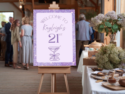 Personalised Purple BIRTHDAY WELCOME SIGN Board: Custom Milestone Party Décor