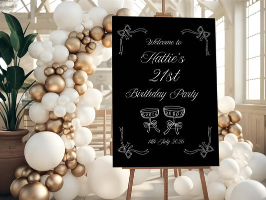 Personalised BIRTHDAY WELCOME SIGN: Black Foam Board And Custom Party Décor Milestone
