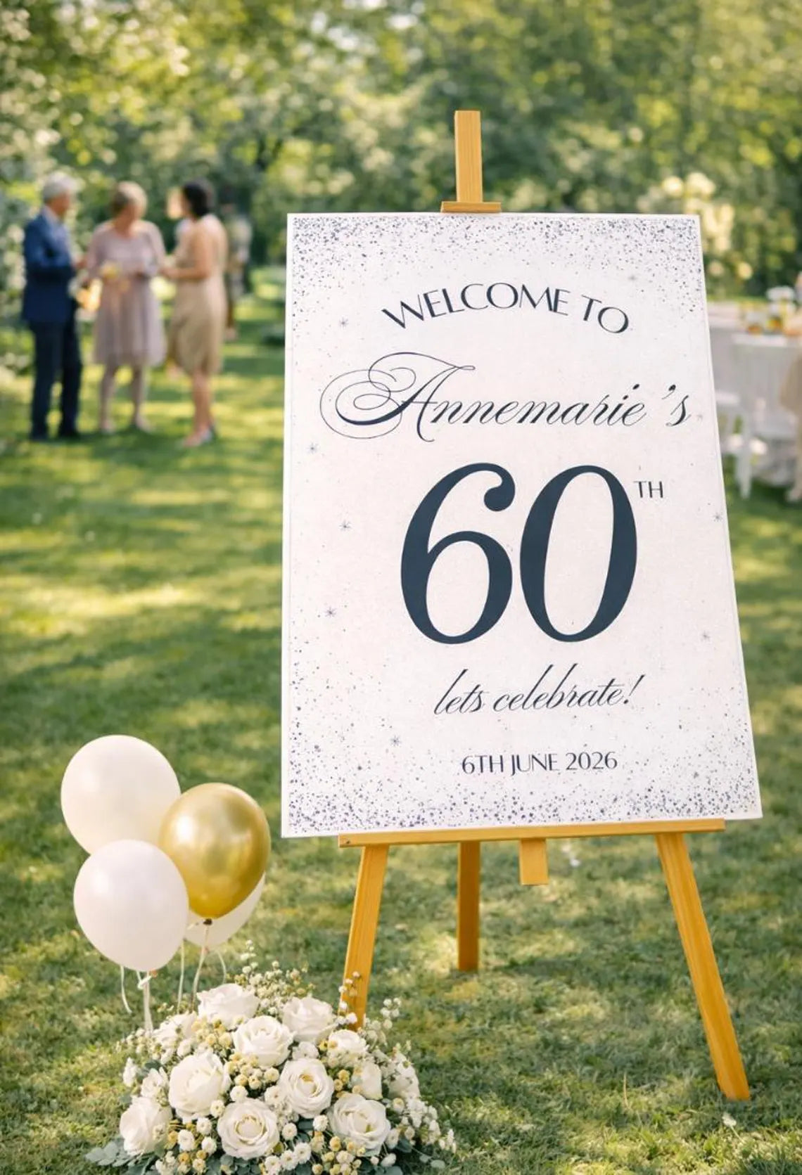personalised birthday welcome sign: custom glitter sparkle milestone birthday board, indoor celebration