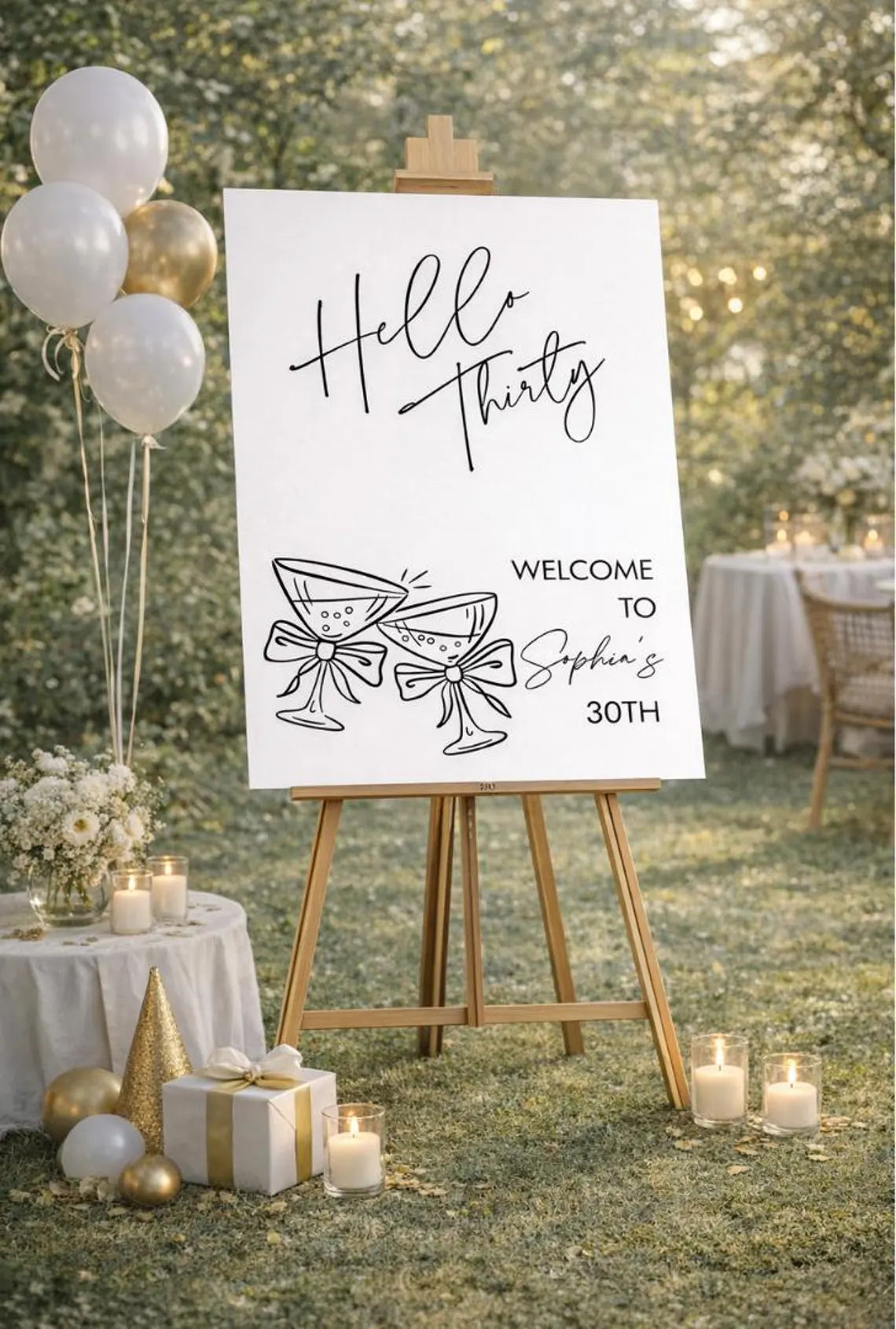 personalised hello thirty birthday welcome sign: custom 30th party foam board décor