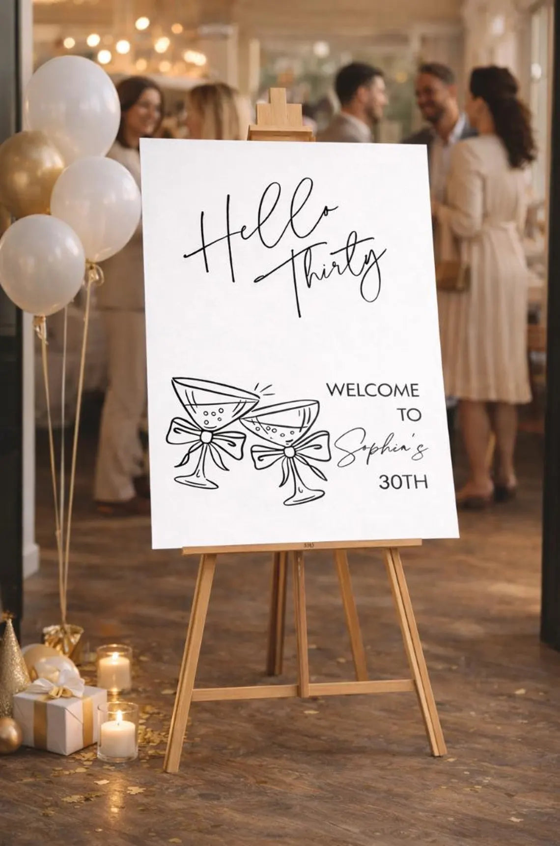 personalised hello thirty birthday welcome sign: custom 30th party foam board décor