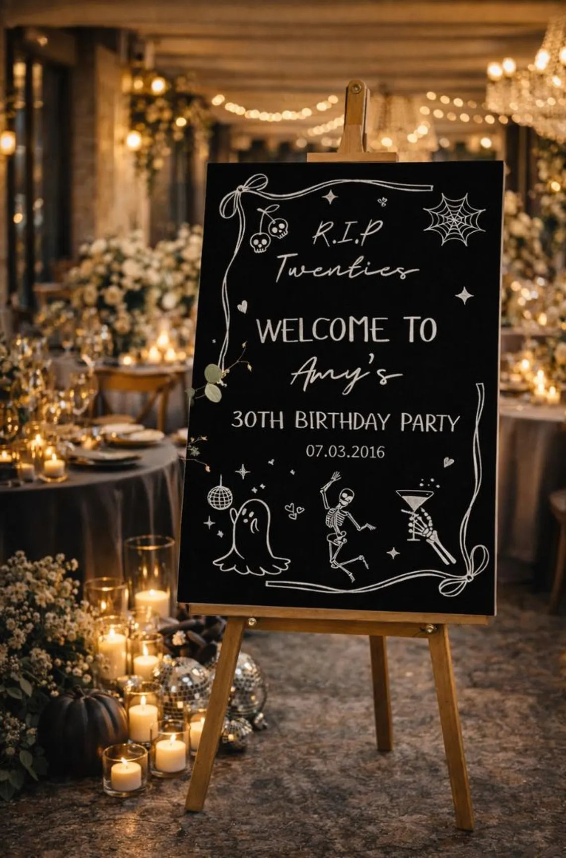 personalised rip twenties welcome sign: custom 30th birthday foam board party décor