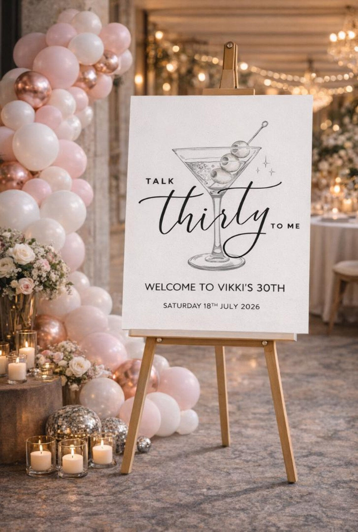 personalised talk thirty to me birthday sign: custom milestone party board décor
