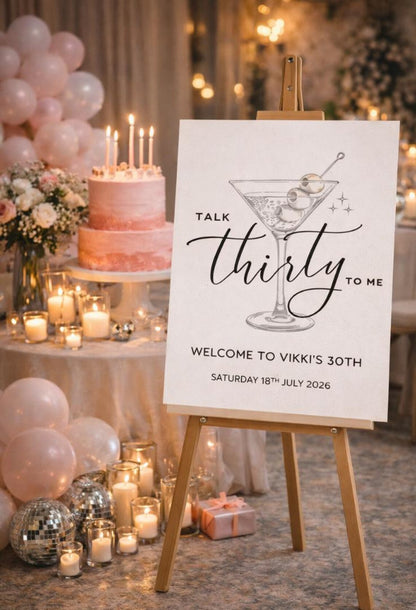 PERSONALISED TALK THIRTY To Me Birthday Sign: Custom Milestone Party Board Décor
