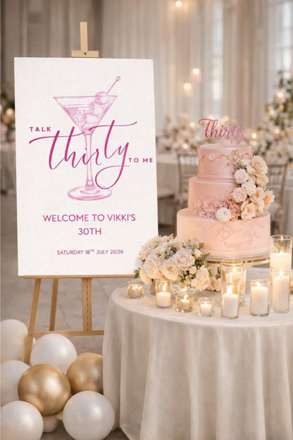 Personalised TALK THIRTY TO Me Birthday Sign: Pink Milestone Foam Board Décor