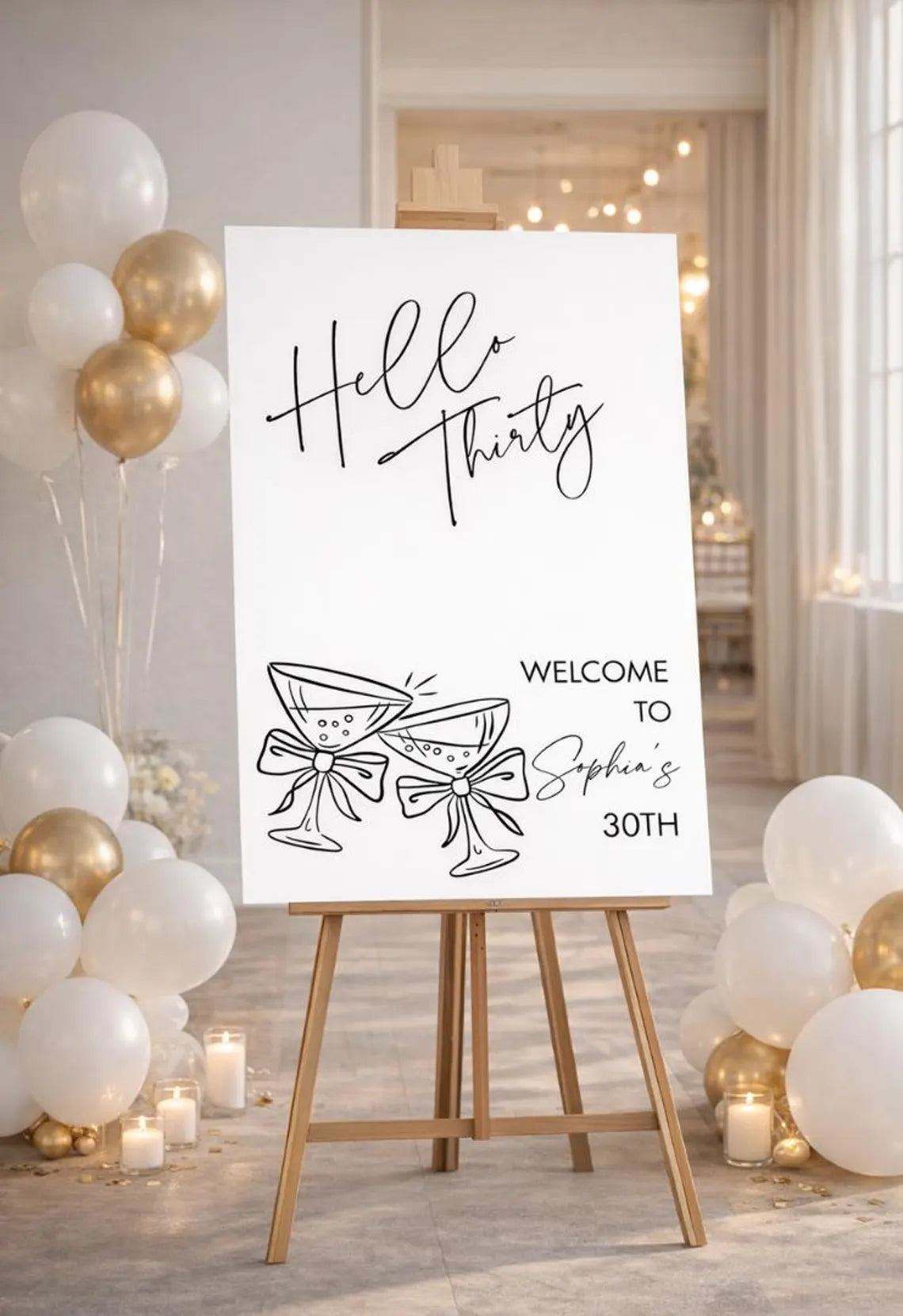 personalised hello thirty birthday welcome sign: custom 30th party foam board décor