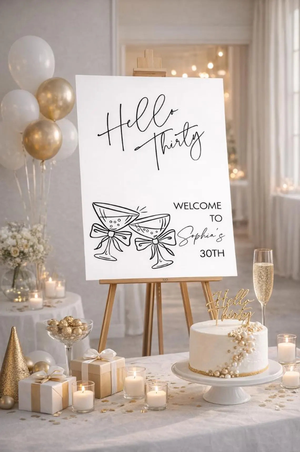 personalised hello thirty birthday welcome sign: custom 30th party foam board décor