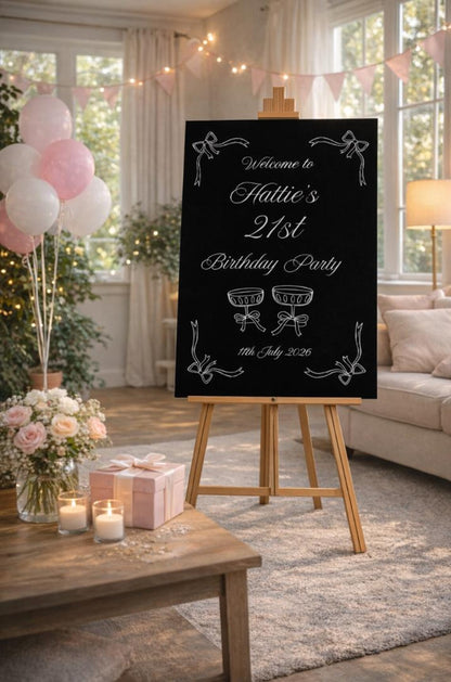 Personalised BIRTHDAY WELCOME SIGN: Black Foam Board And Custom Party Décor Milestone