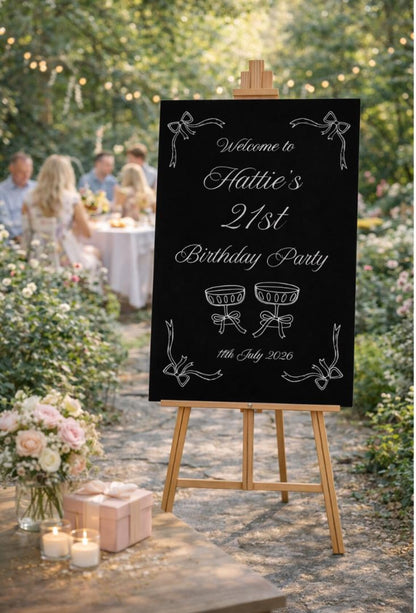 Personalised BIRTHDAY WELCOME SIGN: Black Foam Board And Custom Party Décor Milestone