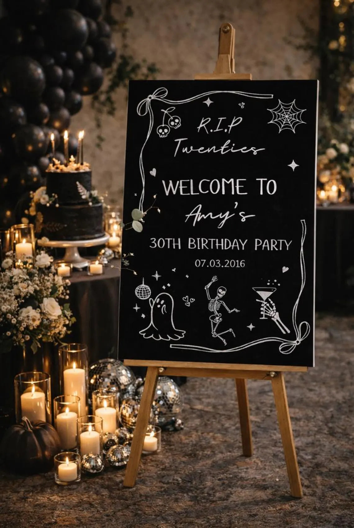 personalised rip twenties welcome sign: custom 30th birthday foam board party décor