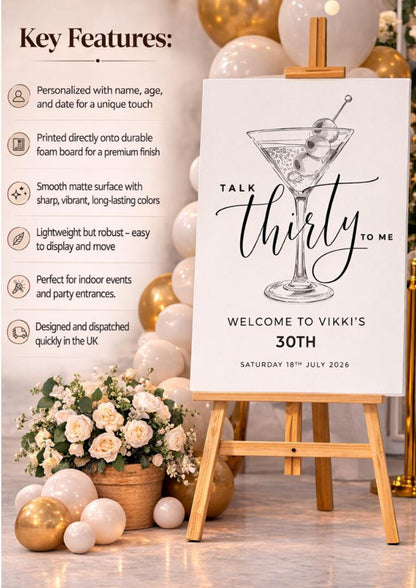 PERSONALISED TALK THIRTY To Me Birthday Sign: Custom Milestone Party Board Décor