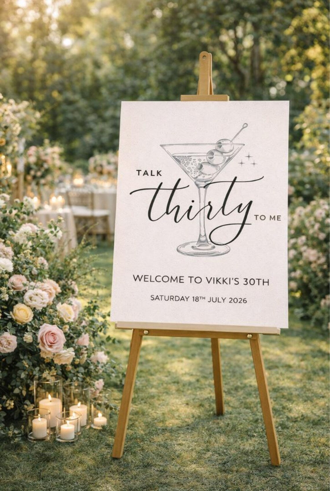 personalised talk thirty to me birthday sign: custom milestone party board décor