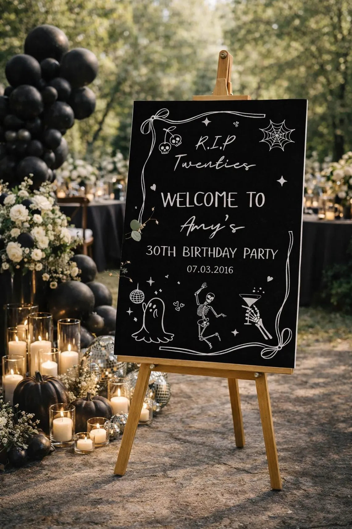 personalised rip twenties welcome sign: custom 30th birthday foam board party décor